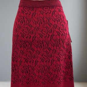 Vintage Carole Little Knitwear Red Knit Mini Skirt NWT Sz L